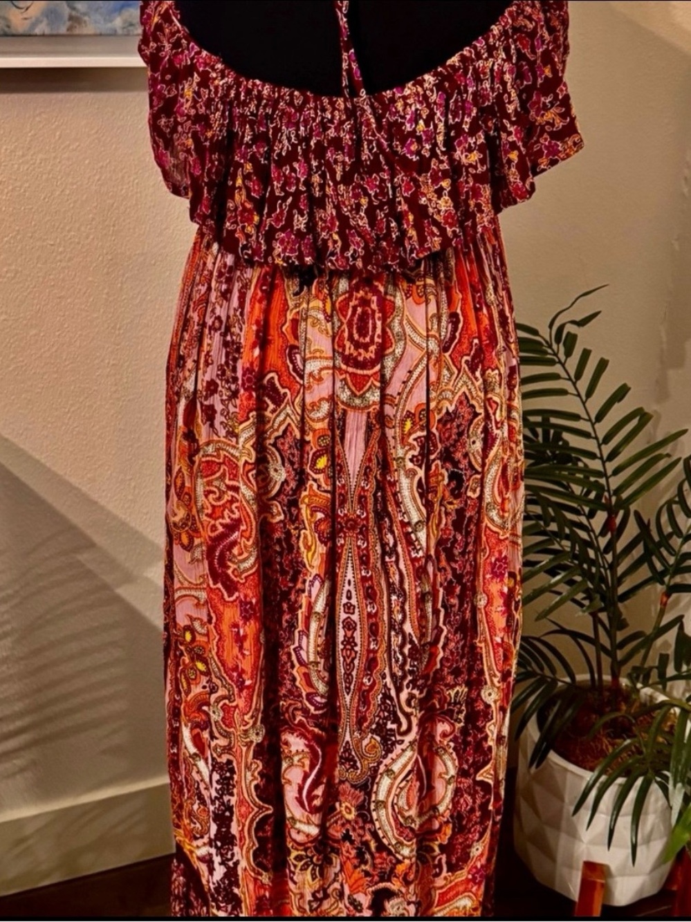 Miami Paisley Halter Maxi Dress Boho Resort Vacation Medium - Picture 4 of 6
